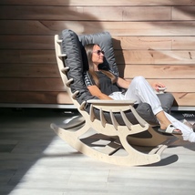 Wooden rocking chair, Garden chair, Outdoor chair, Lounge rocking chair - £546.52 GBP