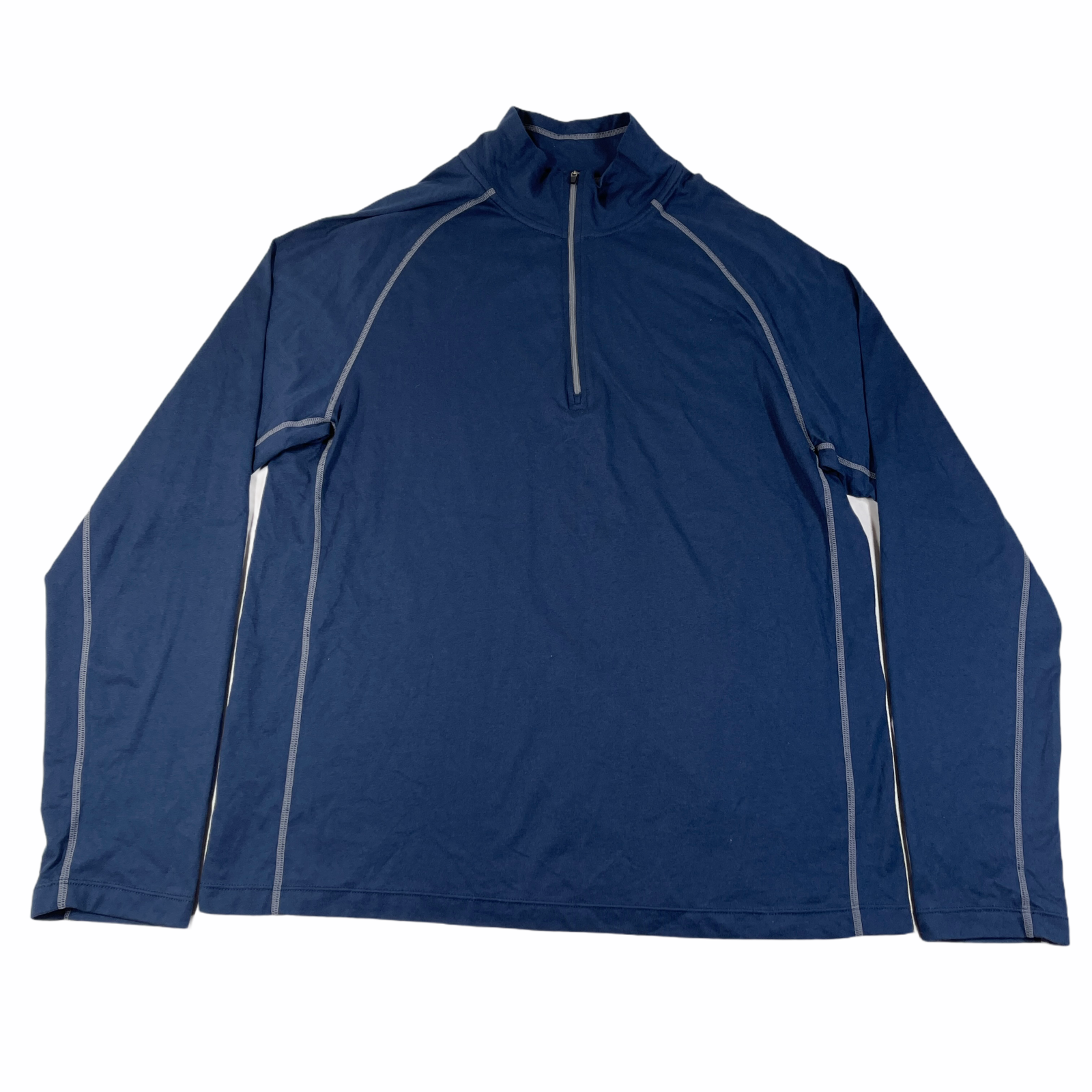 Primary image for Cloudveil 1/4 Zip Sweatshirt Jacket Mens L Dark Blue Exposed Hemlines Mock Neck