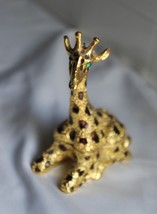 SITTING GIRAFFE CRYSTAL BEJEWELED ENAMELED HINGED TRINKET BOX - £19.67 GBP