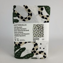 Ikea Klatterkalla Queen Duvet Cover &amp; 2 Pillowcases Green White Cotton M... - $57.41