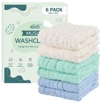 HOMEXCEL Face Wash Cloths 6 Pack, Reusable Makeup Remover Cloths Soft Muslin Was - $15.82