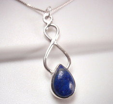 Lapis Lazuli Infinity 925 Sterling Silver Necklace - £12.22 GBP