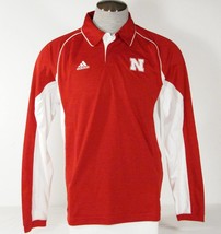 Adidas ClimaCool Nebraska Red Long Sleeve Polo Shirt Men&#39;s NEW - $54.99