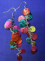 Vintage 60&#39;s Style Multi Color Earrings 3.5&quot; Drop - £3.18 GBP