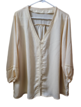 Women&#39;s Apricot Sheer Button Front 3/4 Sleeve Blouse Top Shirt - Size XXL - $18.99