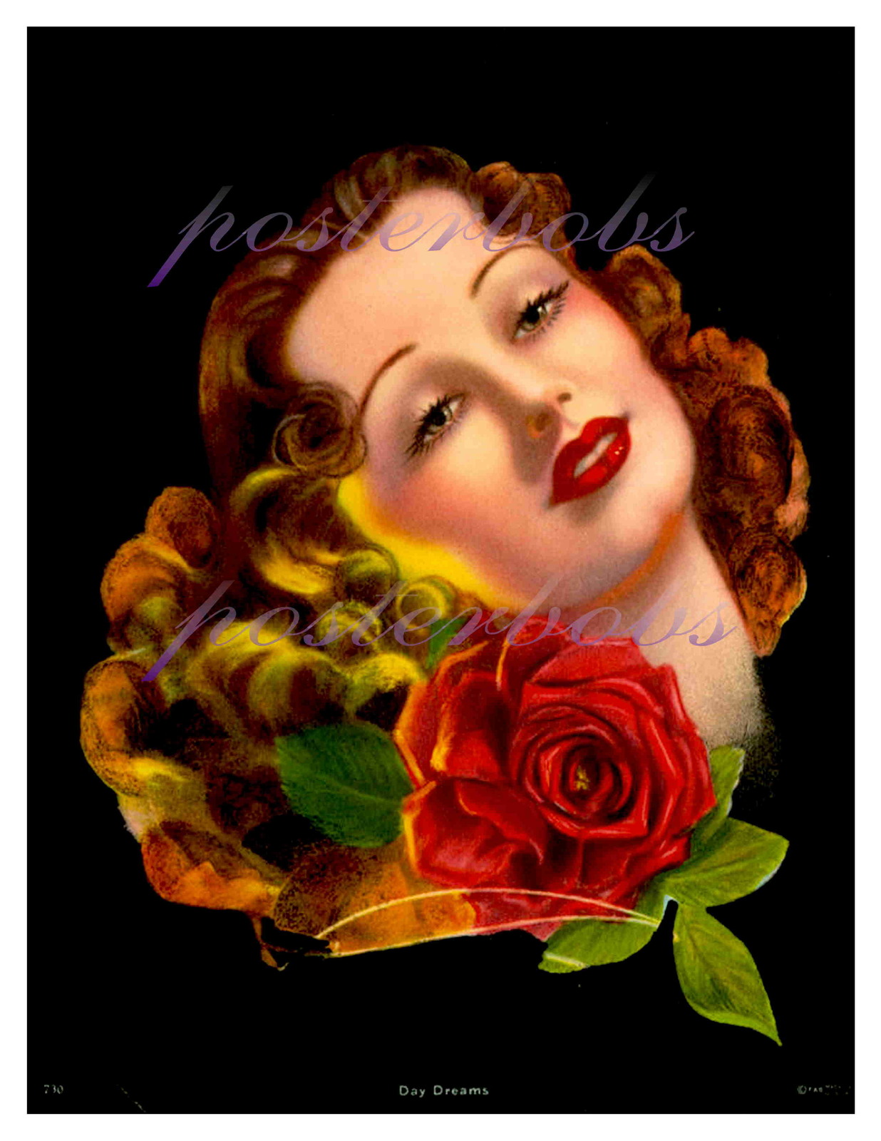 "Day Dreams", Vintage Art Deco Flapper Pin-Up Beauty 17 x 22 Canvas Giclee Print - $95.00