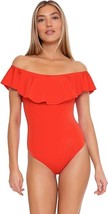 Trina Turk Monaco Ruffle Off Shoulder Swimsuit Womens Size 2 Flame Orange - $35.99