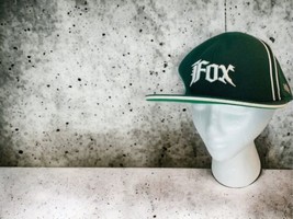 All Pro 100% Wool Fox Racing Green White Stripes Embroidered Fitted Hat 7.5 - £24.26 GBP