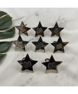 Vintage Y2k Silver Star Napkin Rings Set of 8 Swirl Etched Mixed Tarnish - $25.73