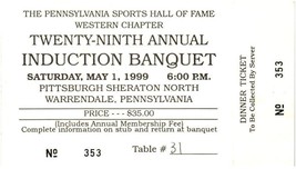 Vtg Pennsylvania SPORTS Hall Of Fame Billet Talon 1999 Enshrinement - £29.82 GBP