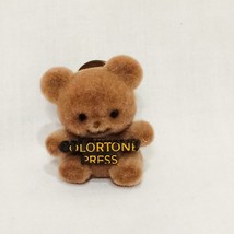 Fuzzy Teddy Bear Colortone Press Lapel Pin  Vintage 1&quot;  Brown - £14.85 GBP