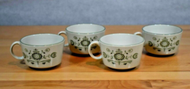 Franciscan Discovery 4 flat tea cups mug Heritage USA green Floral MCM V... - £21.57 GBP