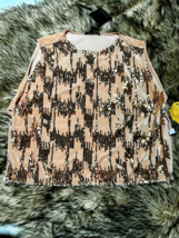 Marc New York Velvet Tan Rose Gold Sequin One Plus Size Shirt Top Fit Up To 56&quot; - £22.37 GBP