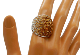 925 sterling silver clear to amber root beer ombré rhinestone cocktail ring - $49.99