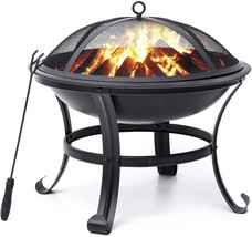 Fire Pit For Outside Outdoor Wood Burning Firepit 22 Inch Small Bonfire Pit Bbq - £66.40 GBP