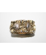 Signed Whiting &amp; Davis Gold Silver Hinged Cuff Bracelet  J195 - £38.36 GBP