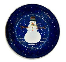 Christmas Snowman Enamel Bowl Dish 10 1/4 Inch Golden Rabbit II Denise S... - $13.44