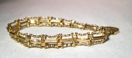14K Yellow Gold by Solar England Heart Padlock Claps Gate Bracelet K1364 - £803.04 GBP