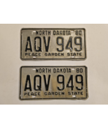 1980 North Dakota License Plates AQV 949-Peace Garden State-Matching Pair - $28.99