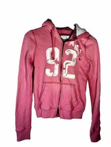 Abercrombie  &amp; Fitch A &amp; F Women’s Zip Up Pink hoodie Size Small S ?  Distressed - £14.66 GBP