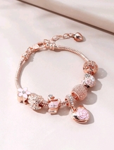 Simil Pandora charm bracelets, pink charm bracelet, snake charm bracelet  - £14.94 GBP
