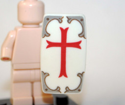 Building Block White and Red cross Templar Knight Shield Minifigure Custom Toys - £1.57 GBP