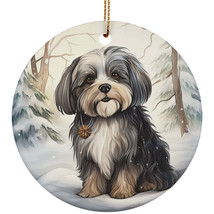 Cute Havanese Dog Christmas Winter Vintage Ornament Ceramic Gift Decor Hanging - £11.83 GBP