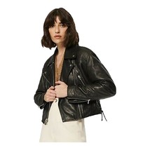 Andrew Marc Dunns Shrunken Lamb Leather Jacket with Lace Sides - £146.83 GBP