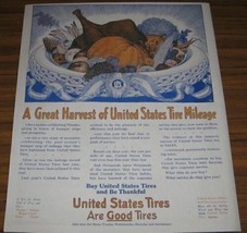 1917 Vintage Print Ad~United States Tires~Thanksgiving Basket - £10.73 GBP