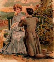 Romantic Couple Vintage Postcard Embossed Dating Valentine Love Proposal Smile - £4.00 GBP