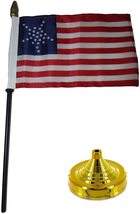AES USA American 28 Great Star 4&quot;x6&quot; Flag Desk Set Table Wood Stick Staf... - £3.03 GBP