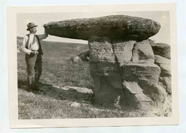 Curious Stone Formation Souris Valley Photo Saskatchewan Canada 1940&#39;s - £37.42 GBP