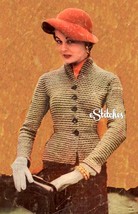 1950s Button Front Sweater Jacket with Skirt Suit - Knit pattern (PDF 7053) - £2.96 GBP
