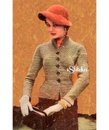 1950s Button Front Sweater Jacket with Skirt Suit - Knit pattern (PDF 7053) - £2.99 GBP