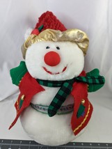 Snowman Plush Felt Vest 12 Inch International Silver Co Stuffed Animal Toy - £8.45 GBP