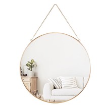 Hanging Circle Mirror Wall Decor Small Gold Round Mirror With Hanging Chain For  - £24.63 GBP