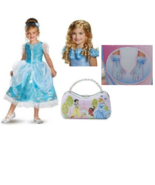 Girls Cinderella Disney Princess Dress, Purse, Wig, Gloves Halloween Cos... - £31.32 GBP