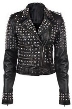 New Brando Zipper All Sizes Silver Studded Leather Jacket 2019 - $260.99