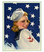Darling Sailor, Vintage 17 x 22 inch Canvas Giclee Pin-Up Patriotic Print - $59.00