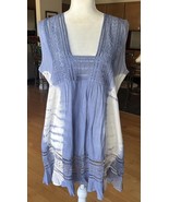 Chic Bohemian Style Blue Tunic Top Babydoll Dress Stillwater Supply Co Sz M - $39.33 CAD
