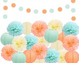 22-Piece Tissue Paper Pom Poms And Paper Lantern Party Kit - Add A Splas... - $37.99