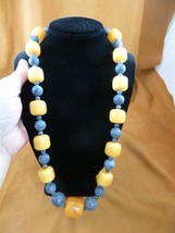 V-603) Huge Chunky yellow African Moroccan Copal AMBER + coral 29&quot; long Necklace - $218.78