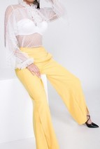 Women&#39;s Goldenrod Side Slit Detail Wide Leg Pants (L) - $35.15