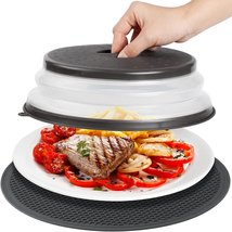 Microwave Food Cover &amp; Mat Vented Collapsible Splatter Guard Dish Plate lid NEW - £13.29 GBP
