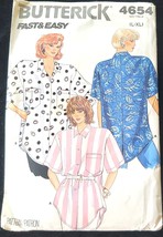 Butterick Fast &amp; East 4654 Misses Shirt Uncut Sizes L 16-18 XL 20-22 1987 - £7.22 GBP