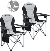 Kingcamp Lumbar Support Camp Chairs With Cooler Bag Padded Folding, Max 353Lbs. - £186.98 GBP