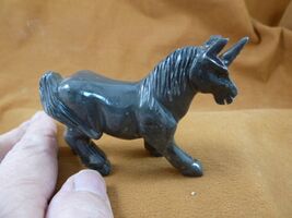 (Y-UNI-400) Gray white Unicorn gemstone wild flying horse SOAPSTONE PERU... - $31.99