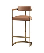 Minimalist Modern Bar Chair with Handrails  High Back, Synthetic Leather - $2,413.16 CAD