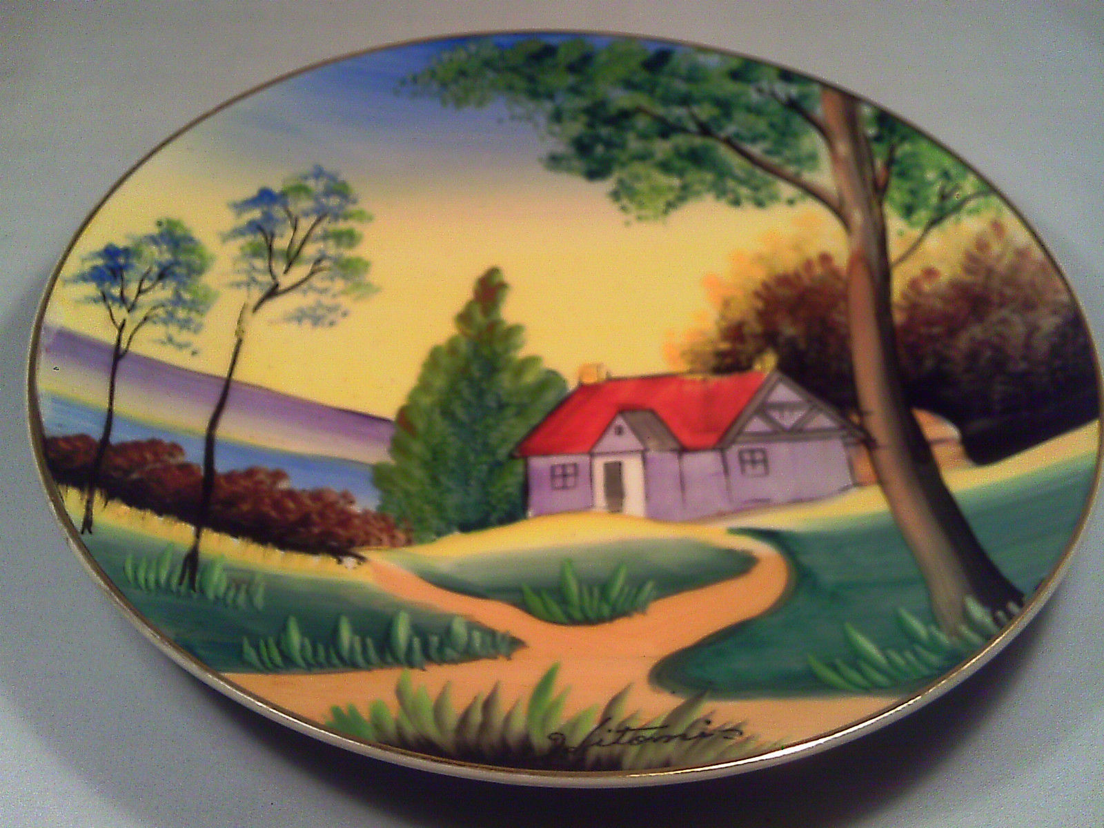 [Q22] Porcelain COLLECTOR PLATE 8"  by HITOMIS Made in Japan - $9.57