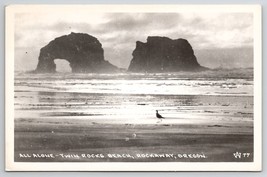 RPPC All Alone Bird Beach Twin Rocks At Low Tide Rockaway OR Postcard V24 - £7.17 GBP